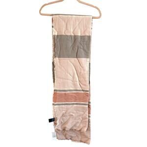 ANN TAYLOR Gray Pink Striped Blanket Shawl Scarf Wrap - NWT